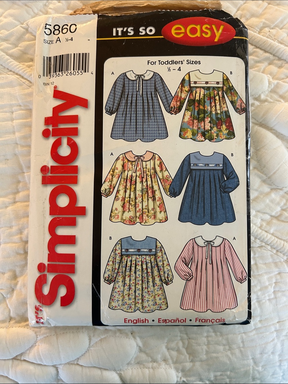 Simplicity Kids Dress Pattern — Blue, Pink, Floral, sizes 1/2 to 4. Complete